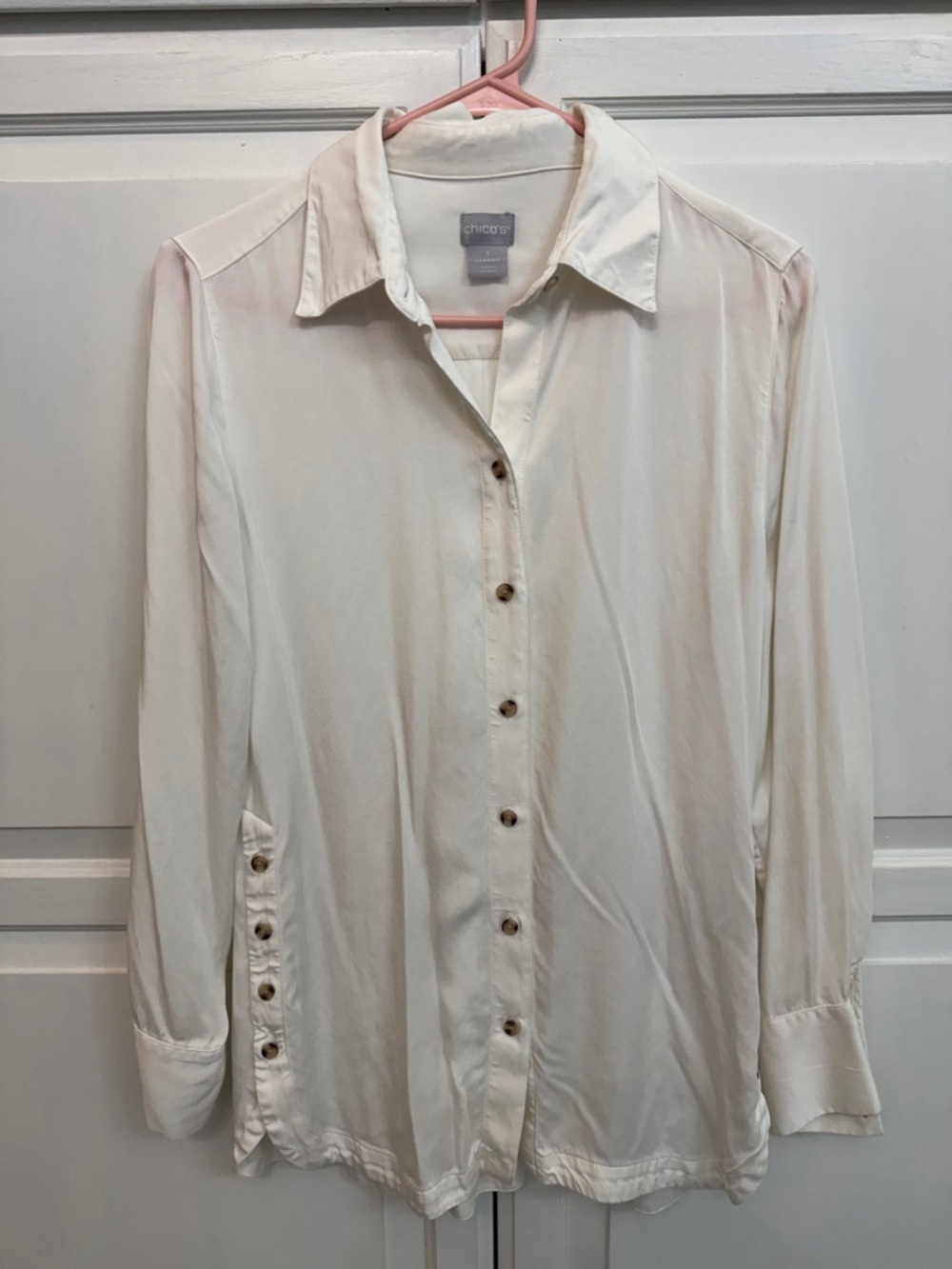 Chico's White Button-Down Soft Modal Shirt. Lightweight classic size 8/10.